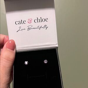 18k White Gold Plated Alexandrite Purple Stud Earrings